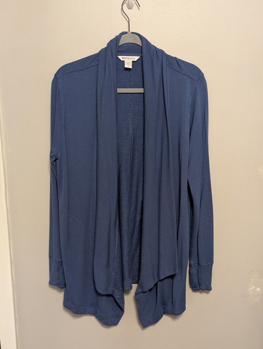 Athleta Blue Wrap Open Cardigan Sweater
